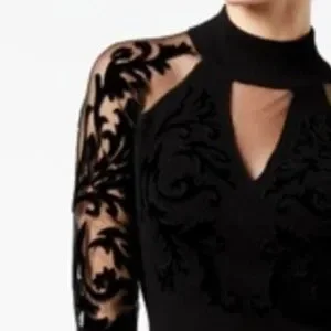 INC International Concepts Sweaters Inc International Concepts Illusion Sweater Flocked Velvet Mesh Sheer Sleeves Xs Poshmark